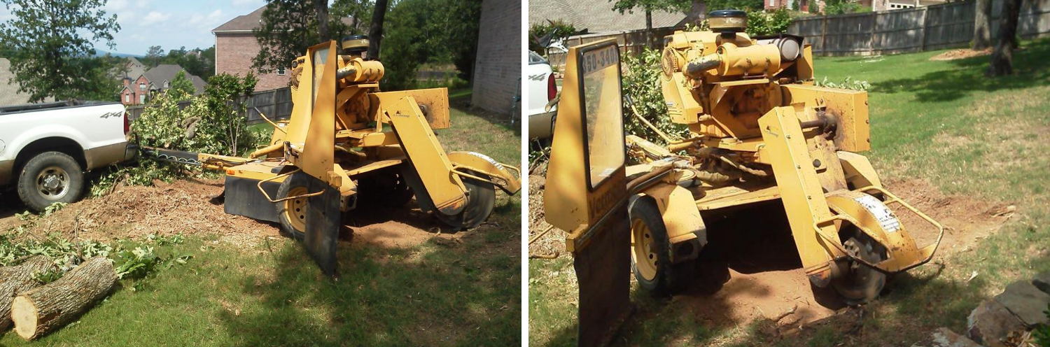 collage of stump grinding 