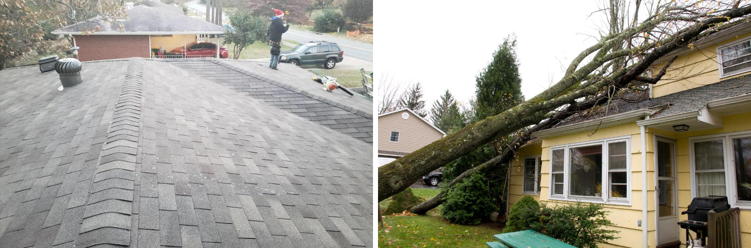 Storm damage repairs to a residential roof